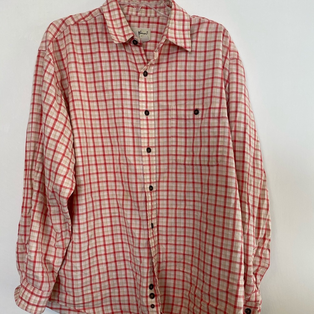 Men’s Eddie Bauer Red Plaid Button Down Shirt